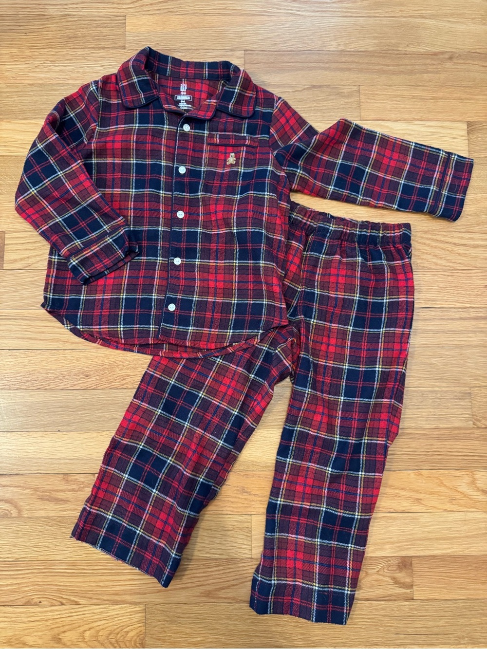 GAP Red & Navy Plaid Flannel Kids Pajama Set